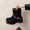 Fashion Autumn Winter Women Western Ankle Boots Fashion Pointed Toe Low Heel Shoes Belt Buckle Ladies Elegant Short Booties