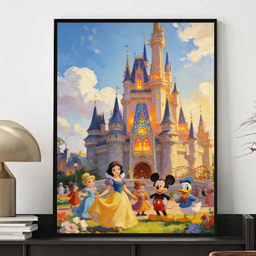 Disney Princess Mickey Mouse castle oil painting handmade painting art kit mosaic diy home decoration gift