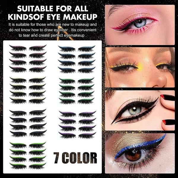 Eyelash Stickers Reusable Glitter Eyeliner False Eyelash Stickers Nightclub Stage Eye Makeup Stickers Lazy Eyeliner False Eyelashes Stickers