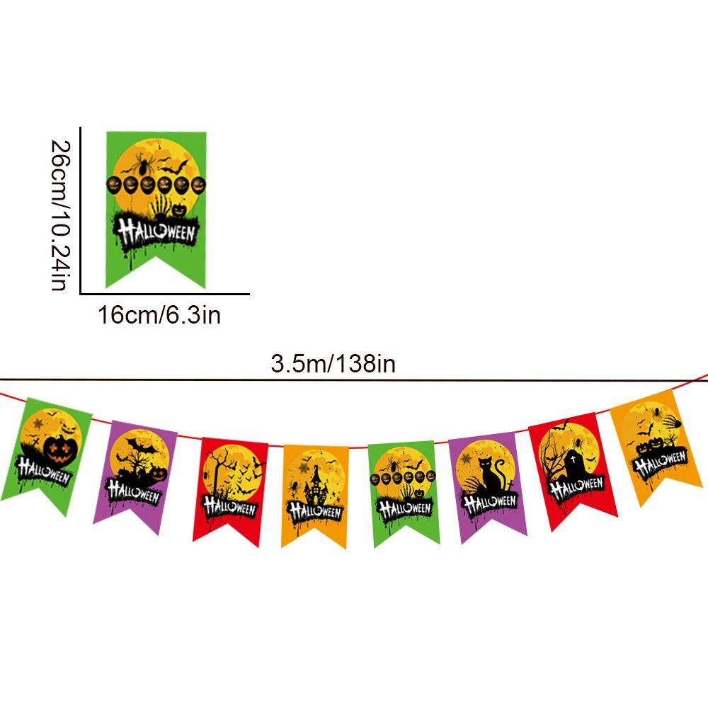 Hanging Happy Halloween Paper Banner Paper Pumpkin Letter Flag  Haunted House