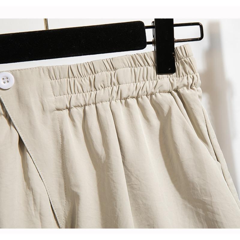 DIMANAF 2025 Шорты больших размеров Летние женские брюки с широкими штанинами Однотонные Свободные с высокой талией Повседневные шорты Базовые Шаровары Новые