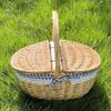 Wicker Picnic Basket with Handle Hamper Empty Storage Organizer Decorative for Valentines