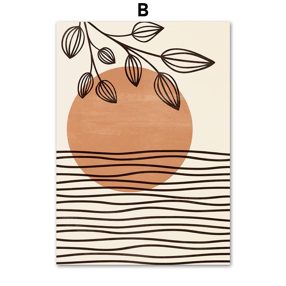 Бохо абстрактные геометрические солнце луна лист минимальные ботанические постеры и принты галерея настенная живопись на холсте Эстетический декор комнаты