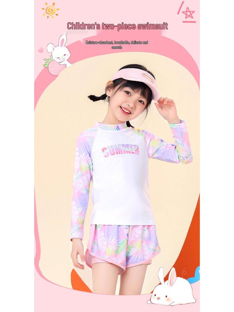 Консервативный купальник с длинным рукавом для девочек, быстросохнущий (Стиль 2025 года)