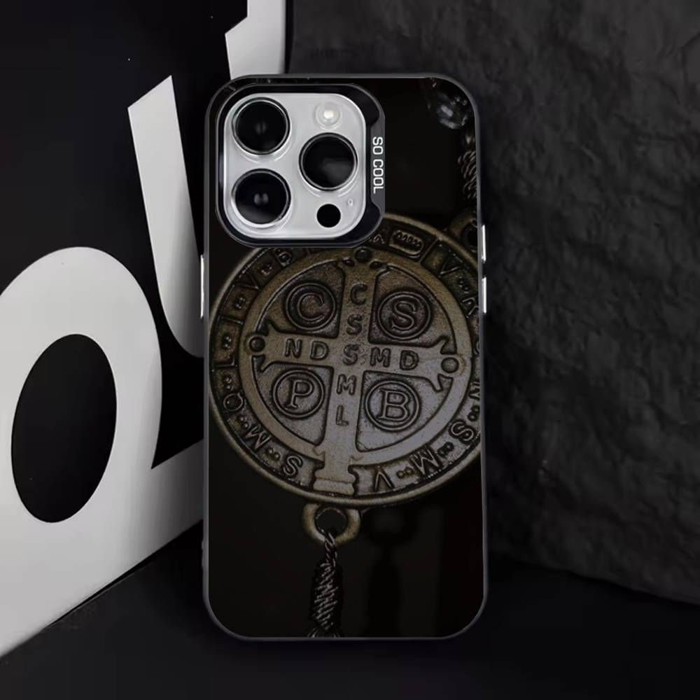 Sao Bento Benedict of Nursia For iPhone17,16,15,14,13,12,11,Pro,Max,Plus,E,Air,Mini Anti Fall Black Matte Hard Bumper Phone Case