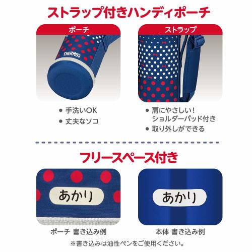 Thermos Water Bottle Vacuum Insulated 2-Way Bottle 1.0L/1.03L Navy Dot FJJ-1000WF NVD