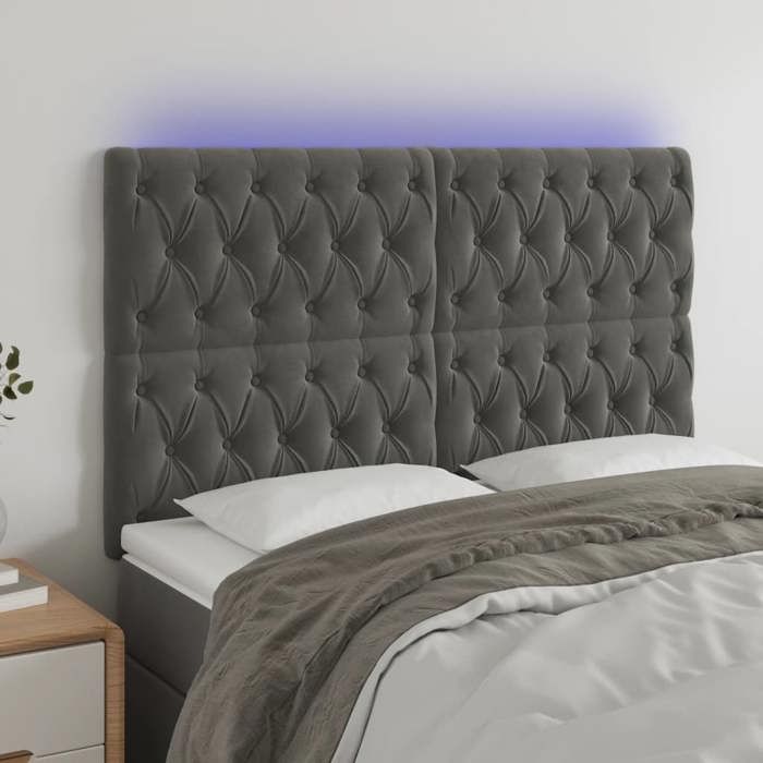 VidaXL LED Headboard Bedroom Furniture Double Bed Accessory Head of Bed Frame Interior Dark Grey 3122809