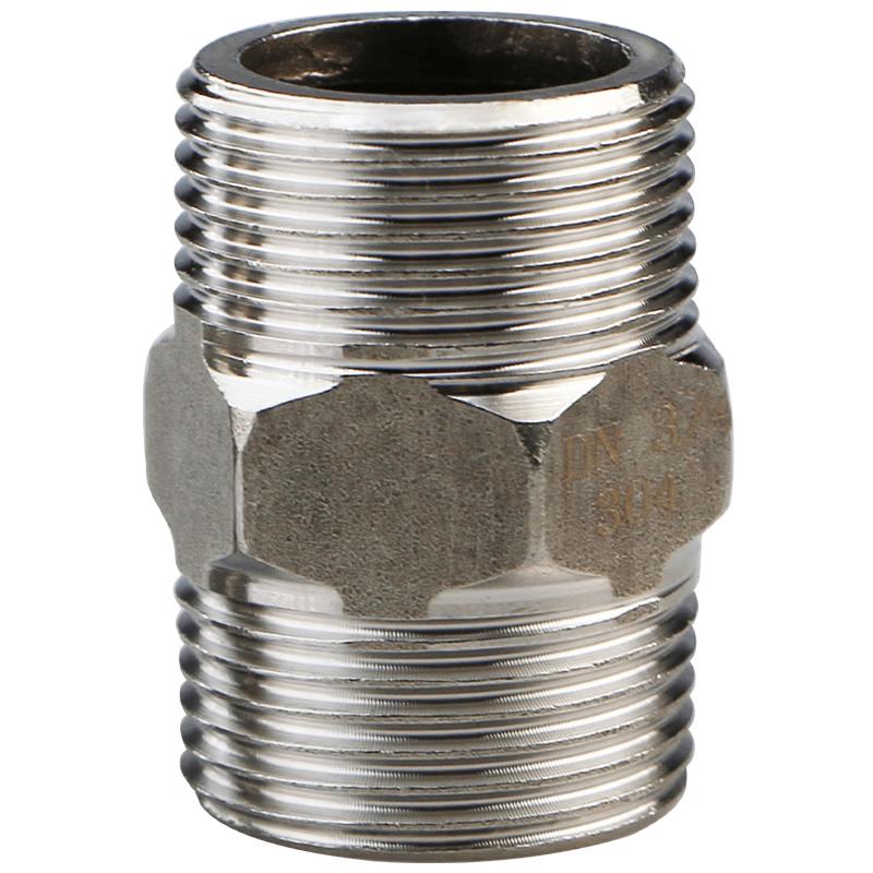304 Stainless Steel Double Male Thread Pipe Connector (2-Pack)