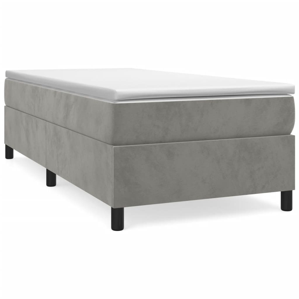 Box Spring Bed Frame Light Grey 100 x 200 cm Velvet