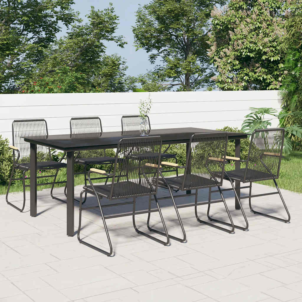 Vidaxl 7-Częściowy Zestaw Mebli Ogrodowych, Czarny, Rattan Pvc