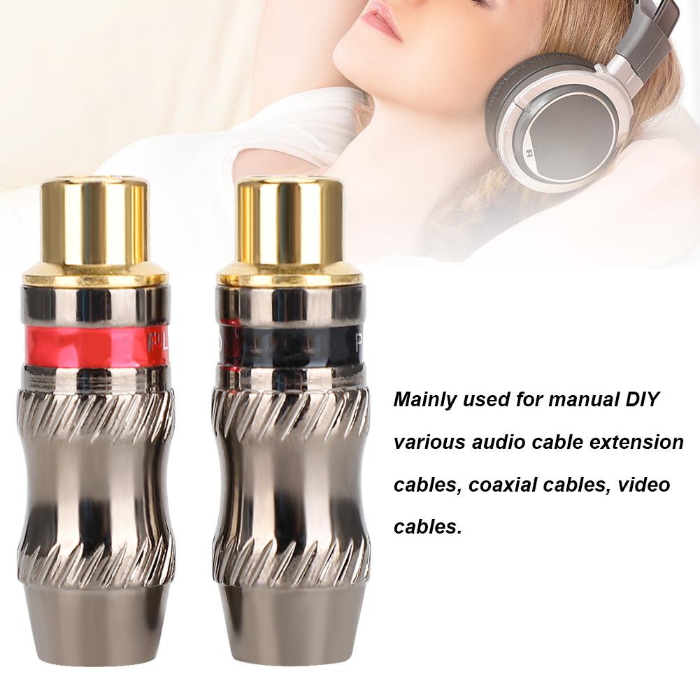 2 шт. Цинковый сплав Позолоченный RCA Гнездовой Паяльный Разъем для DIY o Кабеля Удлинительного Кабеля