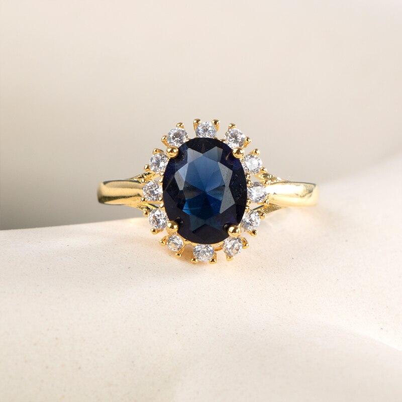 BELLA BOX Gorgeous Oval Blue Cubic Zirconia Ring Wedding Ceremony Party Luxury Accessories Women Elegant Design Fashion Jewelry