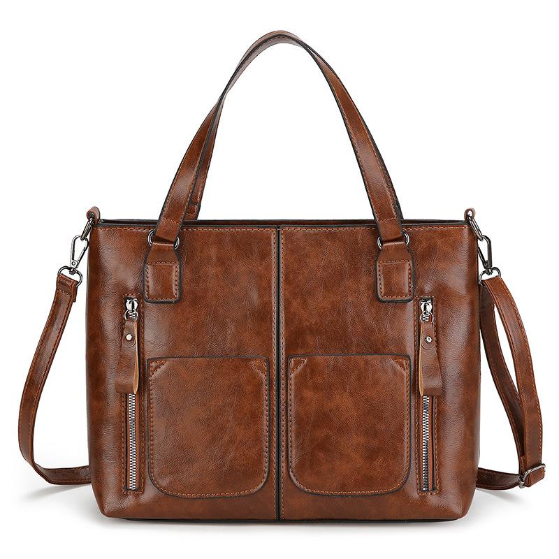 Новая европейская и американская модная сумка через плечо для женщин, большая вместимость, ретро женская сумка-тоут, простая диагональная сумка