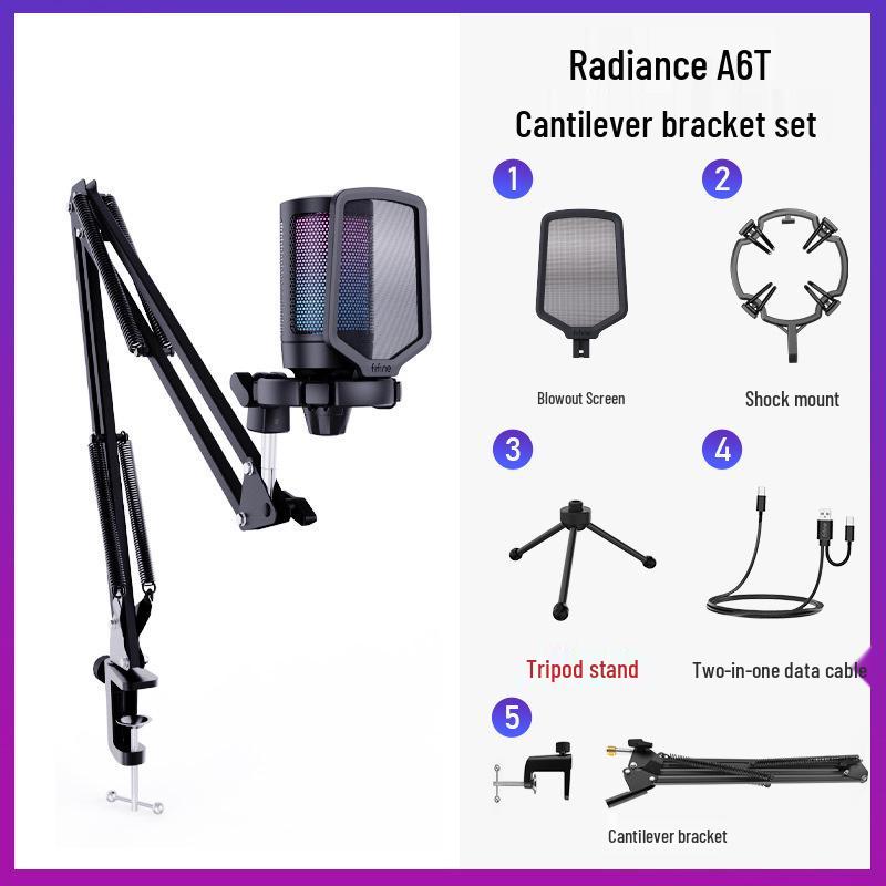 Микрофон Fifine Radiance A6 RGB для записи на настольный компьютер и телефон
