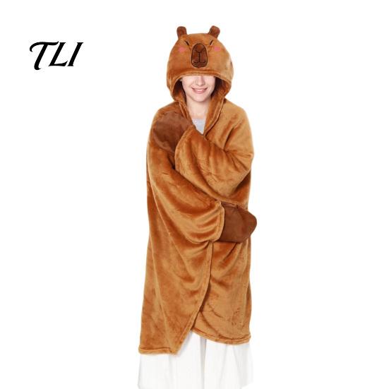 Women Halloween Costume Animal Wearable Blanket Hoodie for Women, Oversized Flannel Sweatshirt Button-Up Blanket, Cosplay Cape Sleepwear Winter