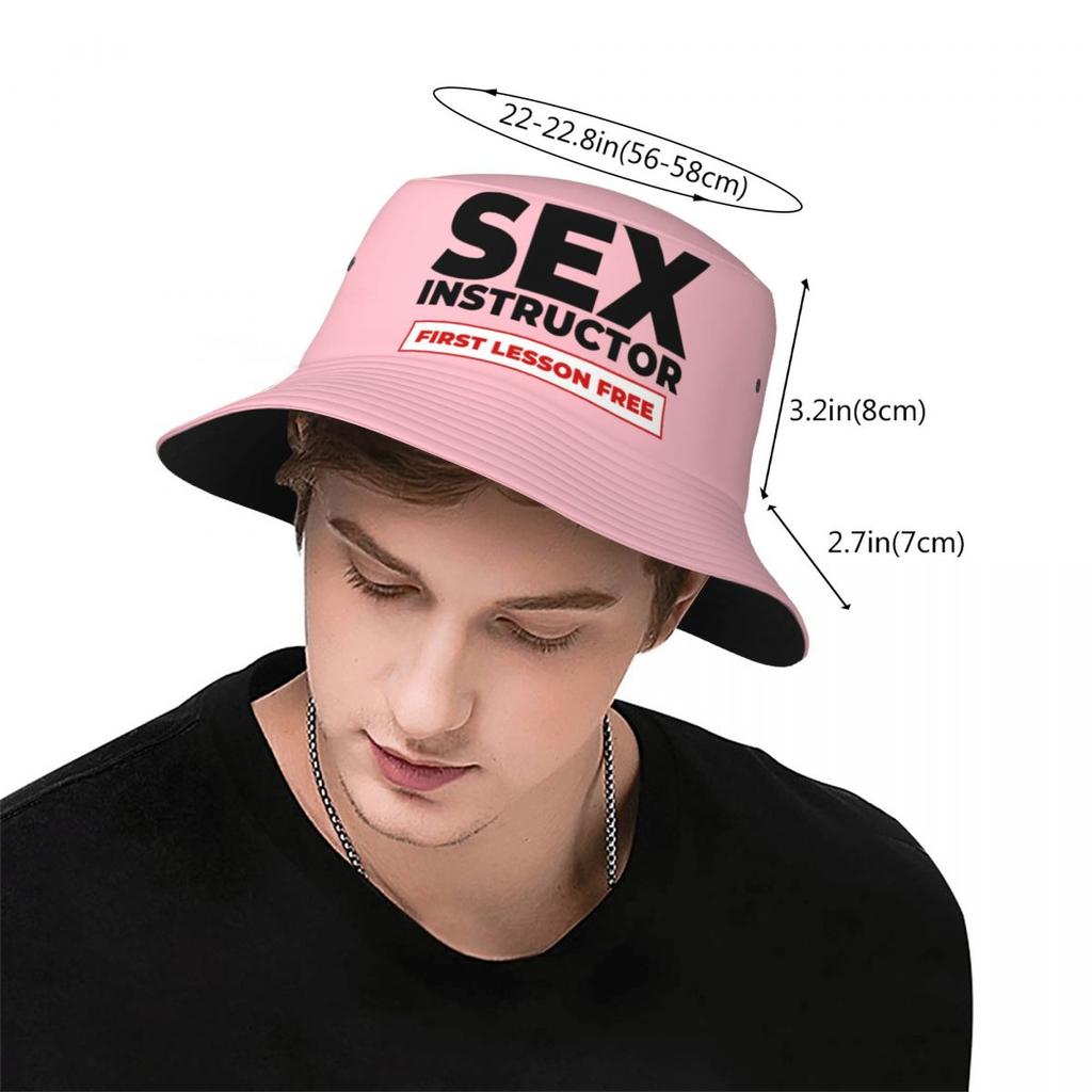 Custom Pink Sex Instructor Bucket Hat Women Unisex Fashion Summer Beach Sun Fisherman Cap