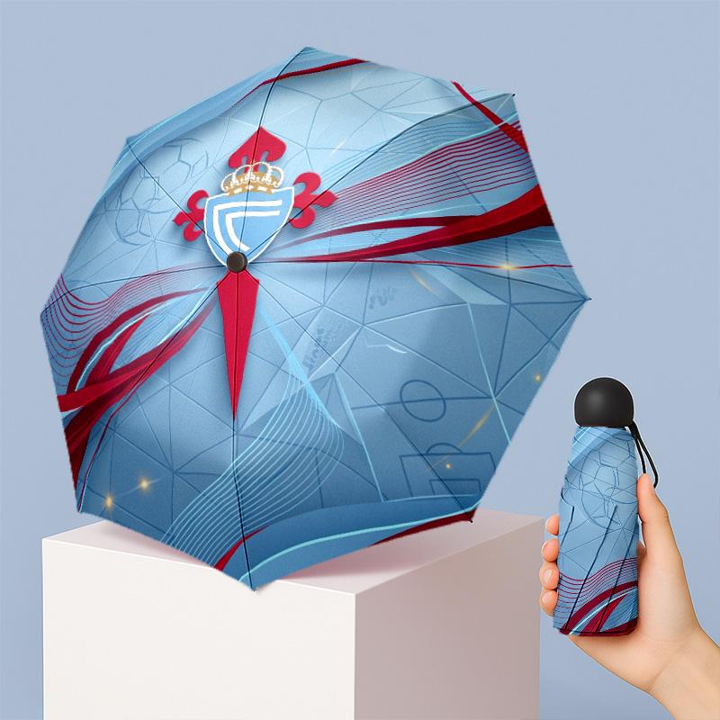 Celta Vigo FC Mini 5 Fold Pocket Umbrella Compact Lightweight Anti UV Rain Sun Protection Umbrella Portable Travel Umbrella