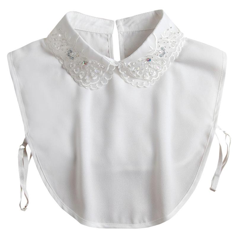 Embroidered Crystal Necklace Vest Blouse Faux Collar Stand Collar Shirt Faux Collar