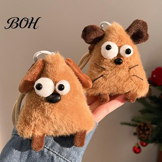 Fluffy Cartoon Hanging Ornament Cute Big-Eye Animal Plush Keychain, Triangle Monster Pendant for Keychain Backpack, Soft Stuffed Bag Charm,