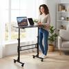 Standing Laptop Desk 70-110cm Height Adjustable Mobile Stand Up Desk with 4 Fexible Wheels Rolling Study Table for Home & Office
