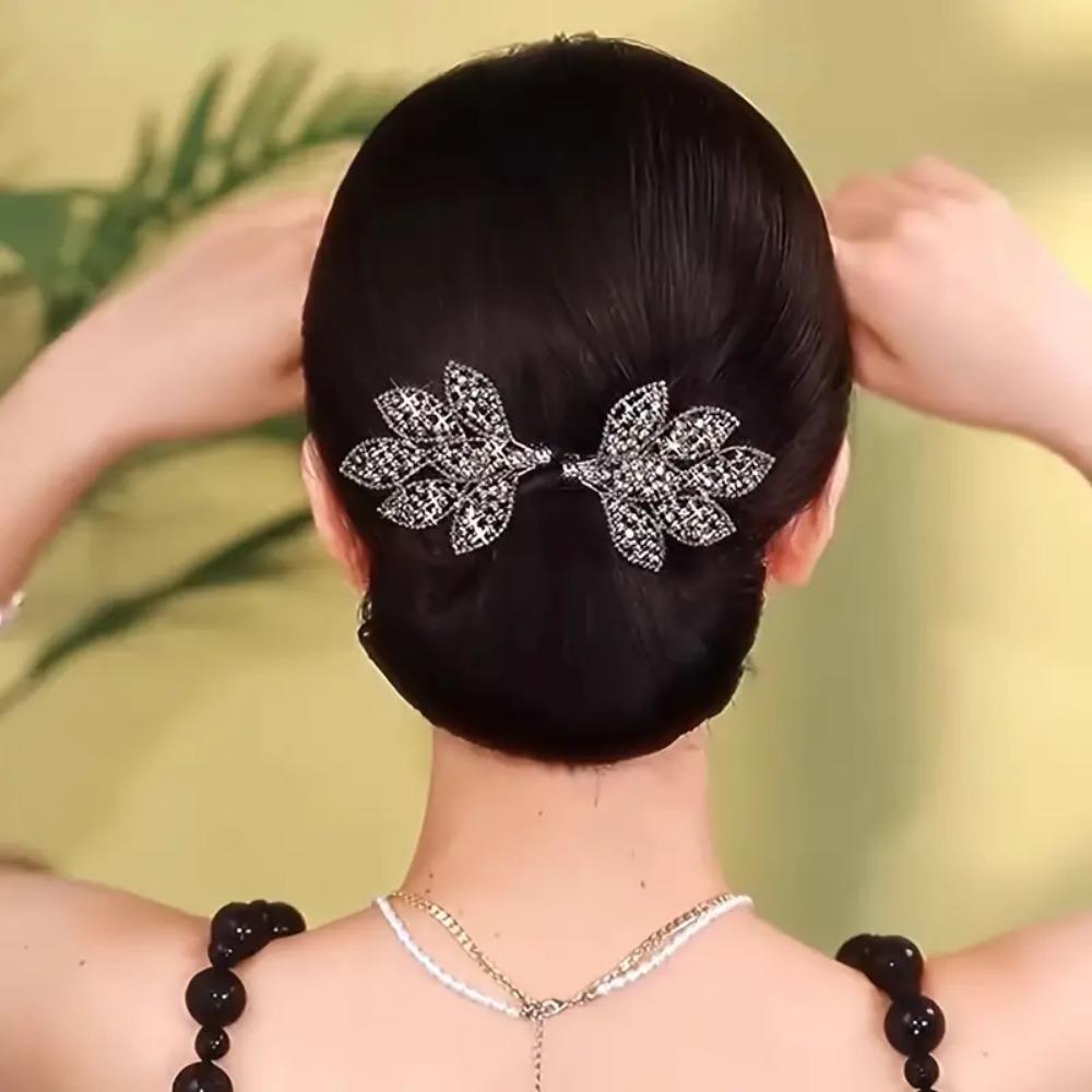 Заколка для волос со стразами и цветами Хвост кита Заколка для волос со стразами и цветами Ленивые бигуди для волос Ловкий пучок