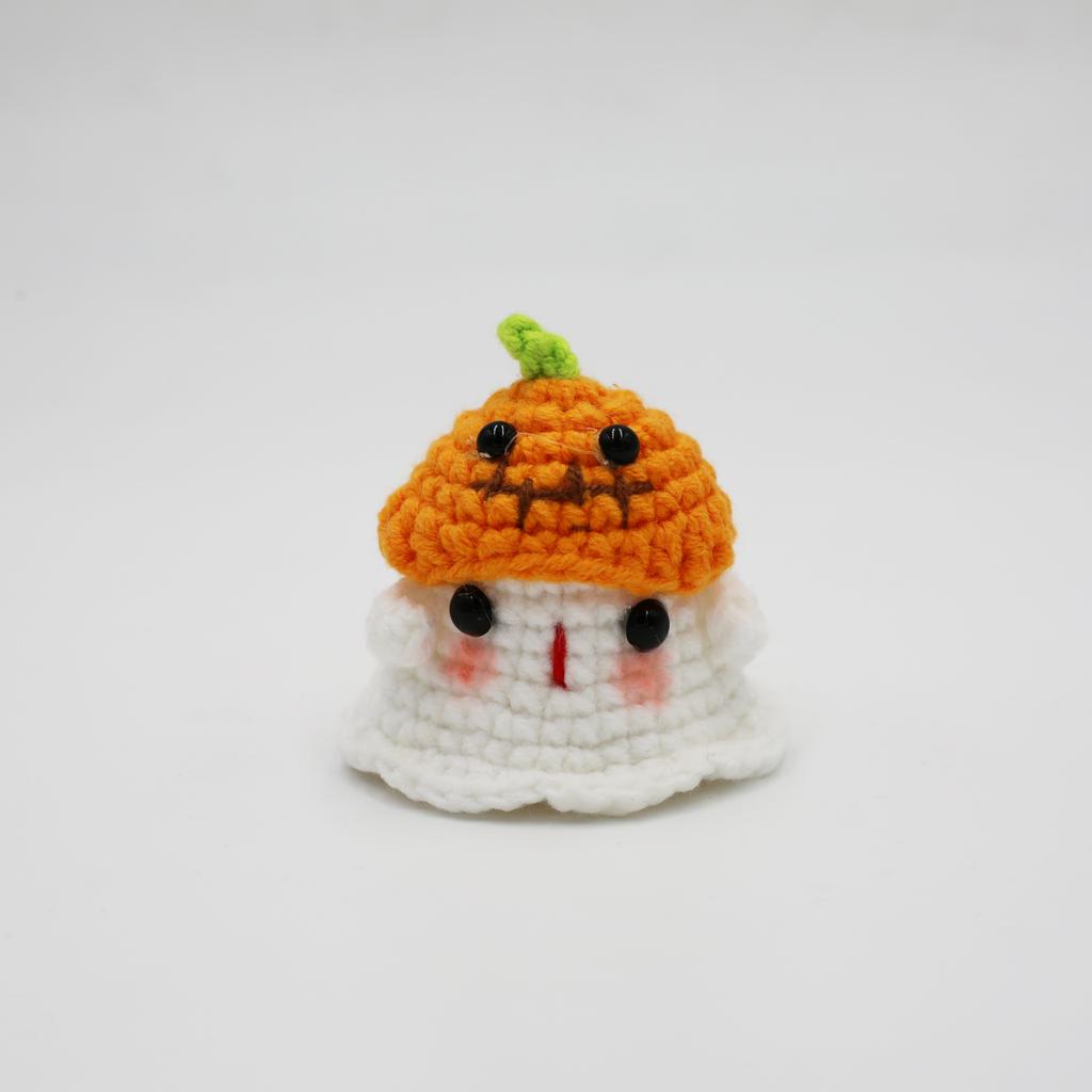 Creative Crocheted Little Ghost Hand Woven Pendants Halloween Decoration Handmade Yarn Crochet Bag Key Pendant Gift Home Decor