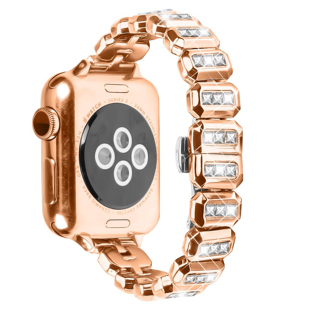 Metal Strap for Apple Watch Series 10 Ultra 9 8 7 SE 6 5 4 3 2 1 46mm 49mm 45mm 44mm 42mm Rhinestone Decor with Butterfly Clasp