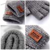 Label Winter Warm Elastic Half Finger Mittens Knitted Alpaca Wool Driving Gloves Fingerless Gloves