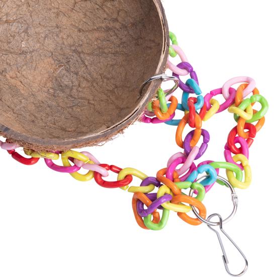 Птичий домик Красочная подставка для цепи Игра в скорлупе кокоса Легкая подвесная игрушка-качели для попугая