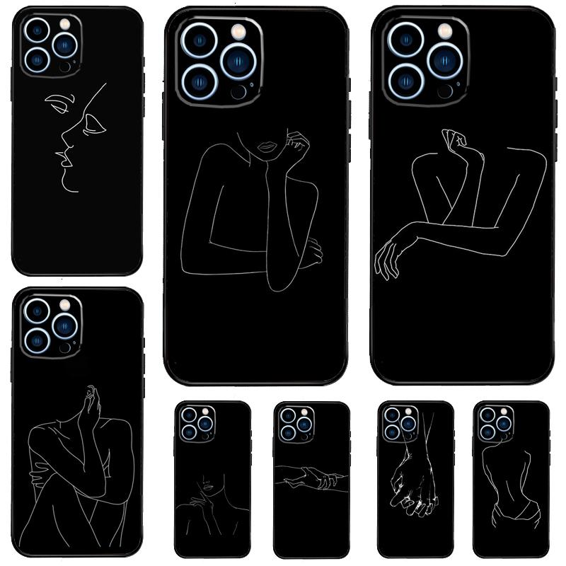 Abstract Line Art Black Case For Xiaomi Redmi Note 14 Pro 13 12 11 10 15 Pro Plus Redmi 13 C 15 10C 12C 14C 15C Cover