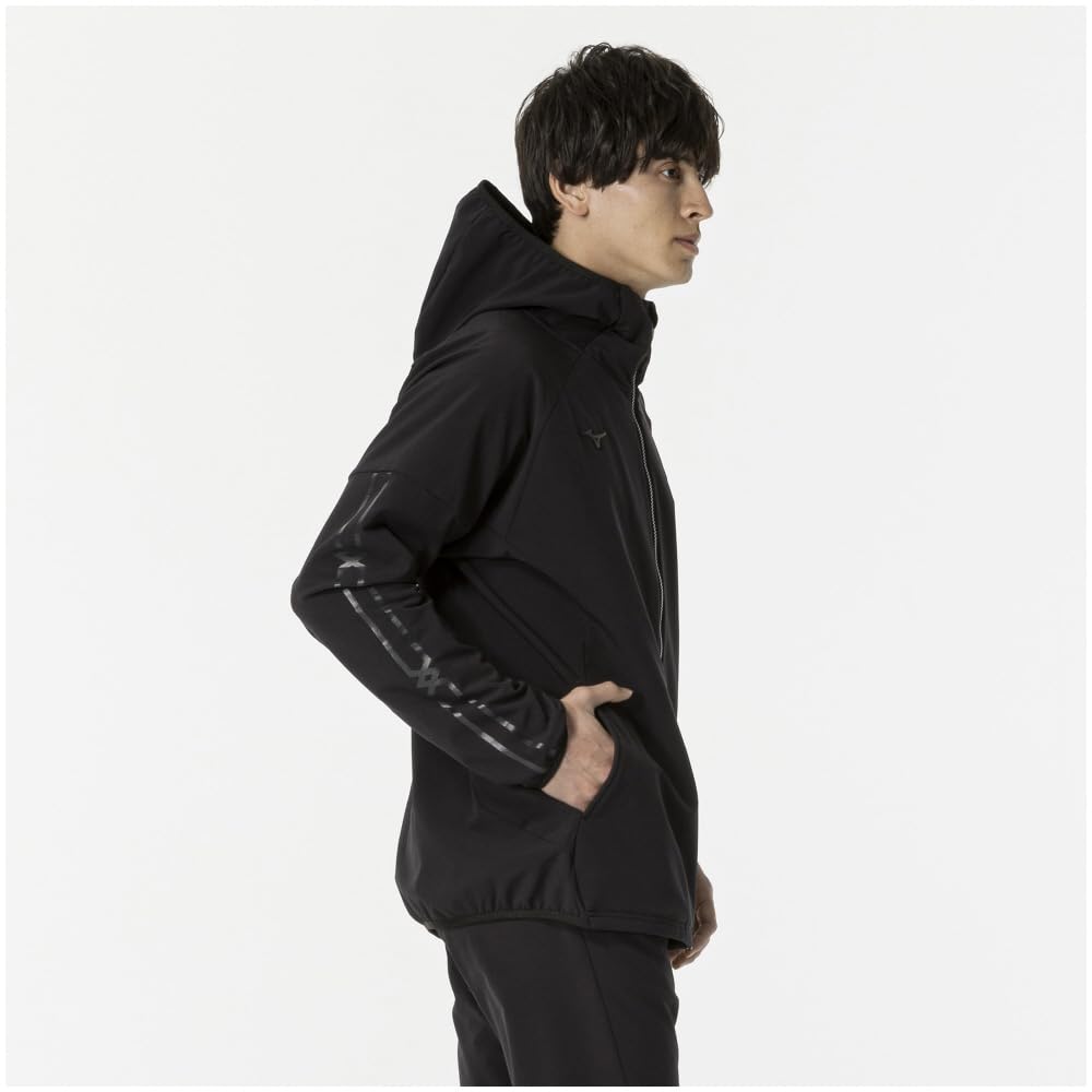 Mizuno Tech Shield Boa Training 32MCB553 Hoodie, Windproof, Stretch, Water-Repellent, Wear, Men's, Black,