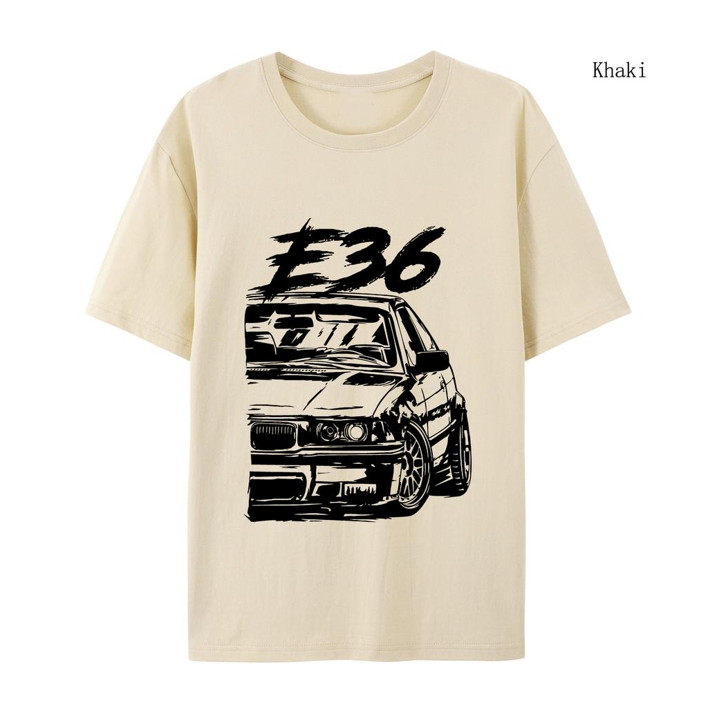Футболка E36 Высококачественные футболки E36 Летние свободные футболки с коротким рукавом Хлопковые свободные уличные топы