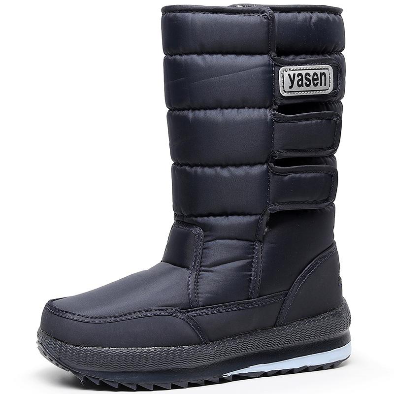 Мужские полусапоги для снега до середины икры, зимние плюшевые теплые хлопковые ботинки, модные повседневные ботинки с высоким верхом для мужчин, нескользящие ботинки на платформе, большой размер 47