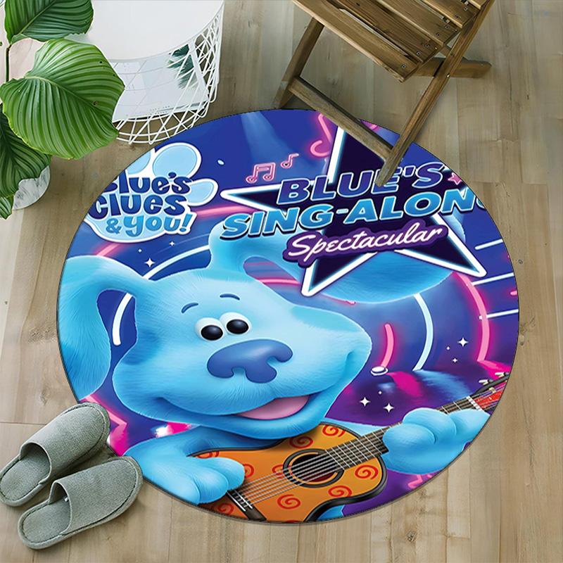 1pc Pistas da Blue Blue’s Clues3 Print Round Carpet Chair Round Carpet Suitable for Bedroom Living Room Home Decorative Carpet