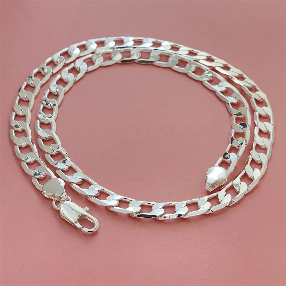 Серебряное ожерелье 925 пробы, Унисекс, Классическая цепочка, Свадьба, Юбилей, Рождественский подарок 2 мм - 12 мм 20 см - 70 см