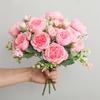 1pcs/30cm Rose Pink Silk Bouquet Peony Artificial Flower 5 Big Head 4 Small Bud Bride Wedding Home Decoration