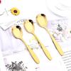 Золотой 3 шт. зеркальный набор столовых приборов из нержавеющей стали, квадратные ложки с платформой и дном, столовая посуда, мороженое, десерт, салат, ложки, набор столового серебра