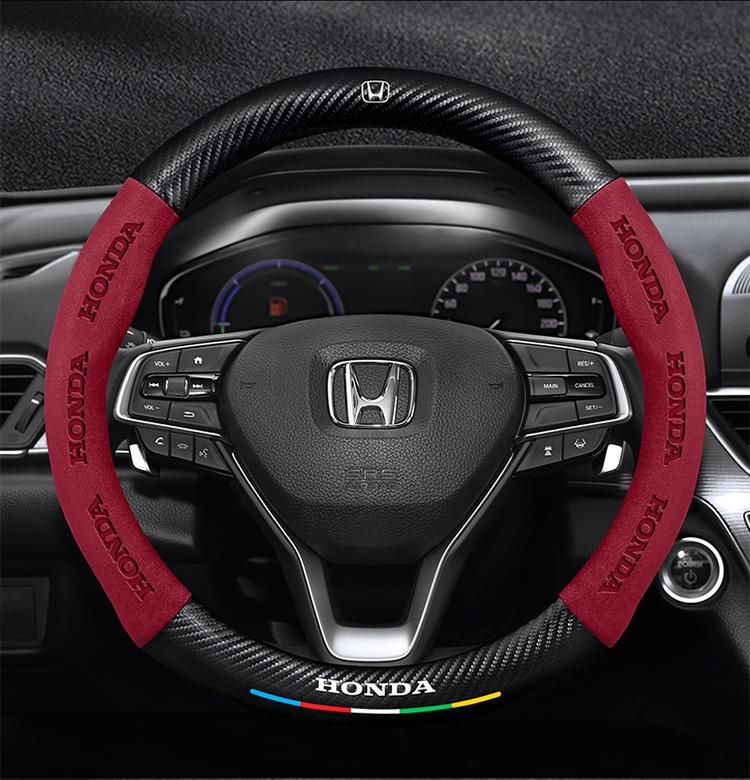 JBH4 Car Carbon Fiber Leather Steering Wheel Cover For Honda Civic Fk7 Fit Fk2 Mugen Fk8 Type R Accord CRV 5th City CRZ CRX Jazz HRV