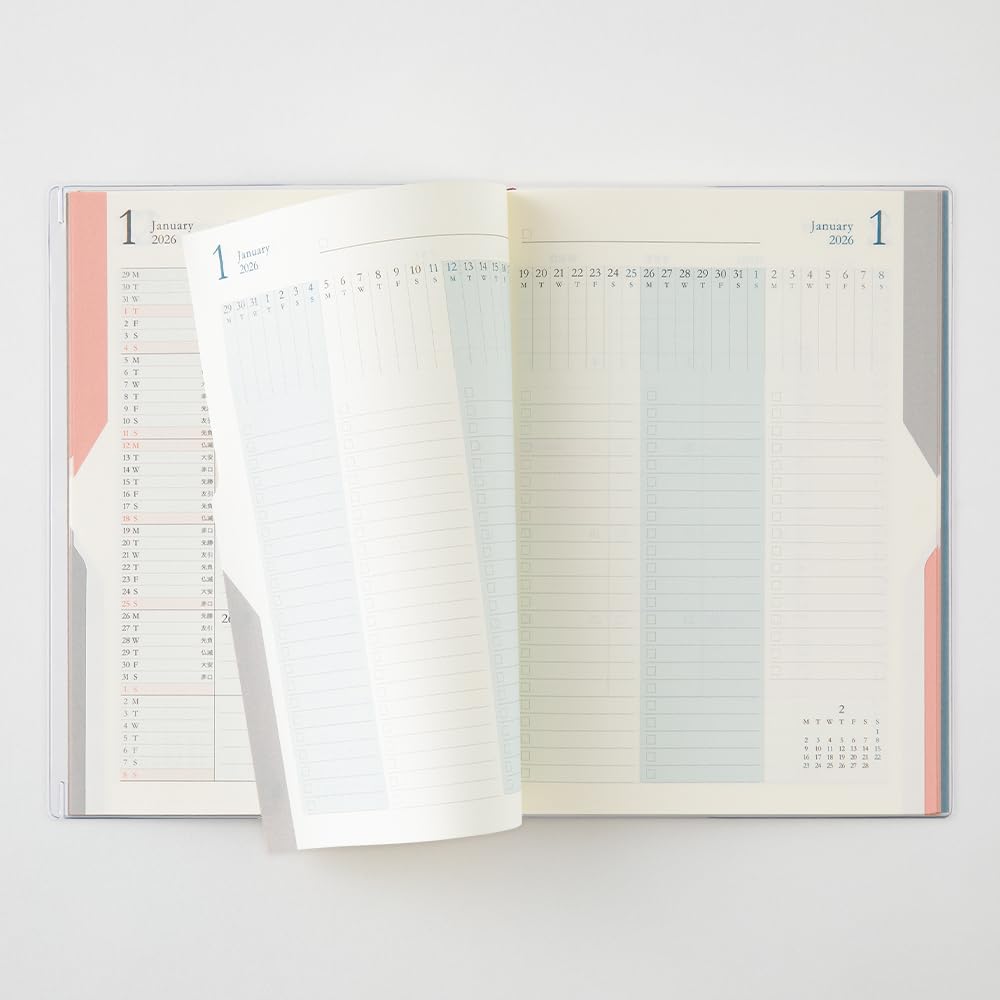 Midori Double Schedule Monthly To 22388006 October Planner, 2026, B6, Do, Blue, (Starts 2025)
