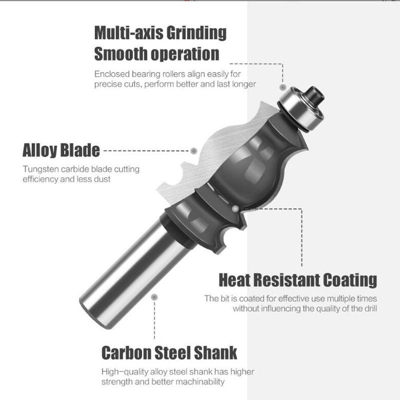 Architectural Molding Router Bit 1/2inch Shank 12mm Shank Tenon Cutter for Woodworking Tools