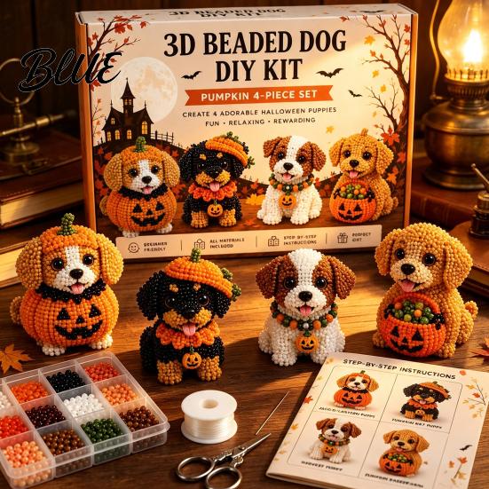 Универсальный набор для творчества 3D Хэллоуин Собака DIY Набор для рисования Набор с бисером Щенок Милые пластиковые бусины для изготовления украшений Набор Животное Для начинающих Взрослые Домашний стол
