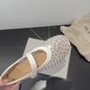 Mesh Breathable Rhinestone Shallow Mouth Single Shoes Women's Summer New Light Luxury High-end Soft Sole Inner Height Increase Mary Jane Shoes