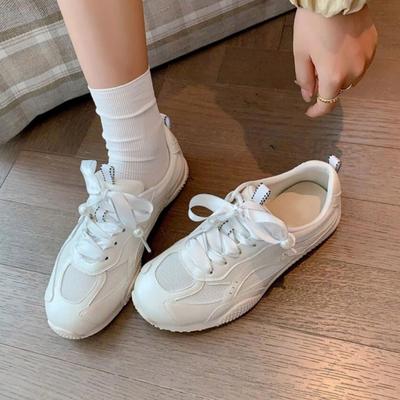 Весенне-летние элегантные дышащие плоские кроссовки из сетки с жемчужной отделкой, легкая модная и удобная женская обувь