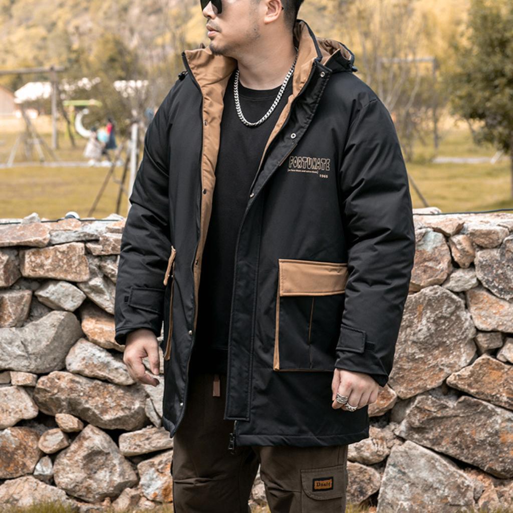 Зимнее свободное хлопковое пальто средней длины размера плюс, мужская повседневная рабочая одежда, непромокаемая съемная куртка с капюшоном для мужчин 4XL-10XL