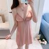 Sexy See-through Lace Nightgown Suspender Nightgown Two-piece Set Women's Thin Satin Bathrobe Pajamas Summer Home Wear