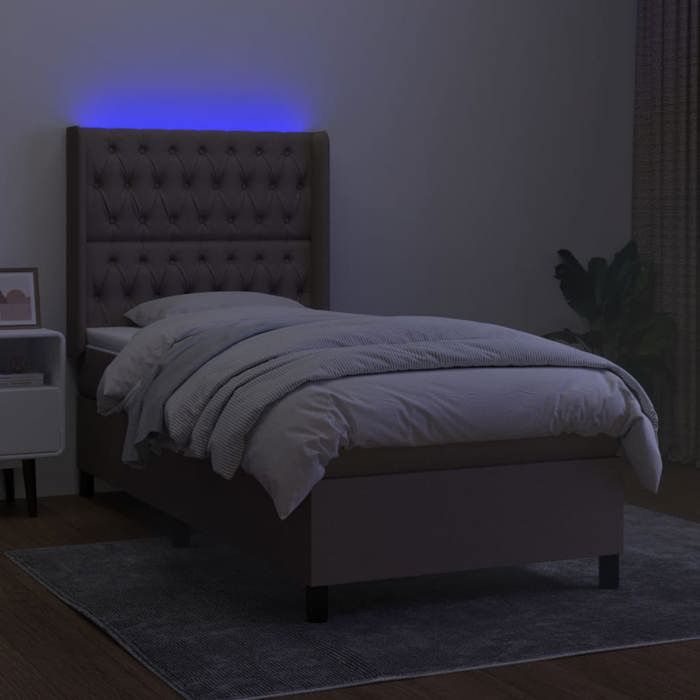 Maison Exclusive - Sommier à lattes de lit matelas et LED Taupe 100x200 cm Tissu