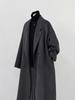 Женское двустороннее шерстяное пальто: 2025 Осень/Зима Свободный Миди, Черный/Серый, Корейский Стиль.