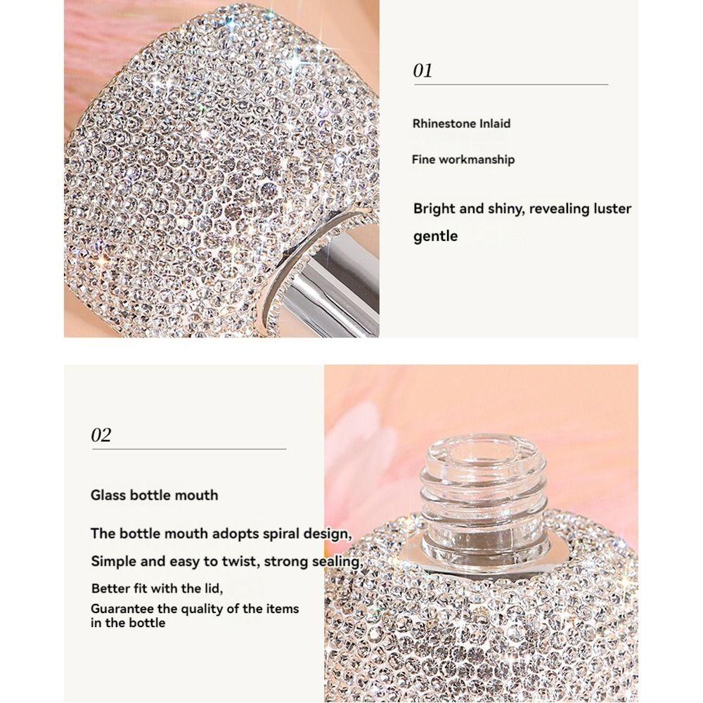 Leakproof Glass Dropper Bottles Rhinestone Inlaid Perfume Container Travel
