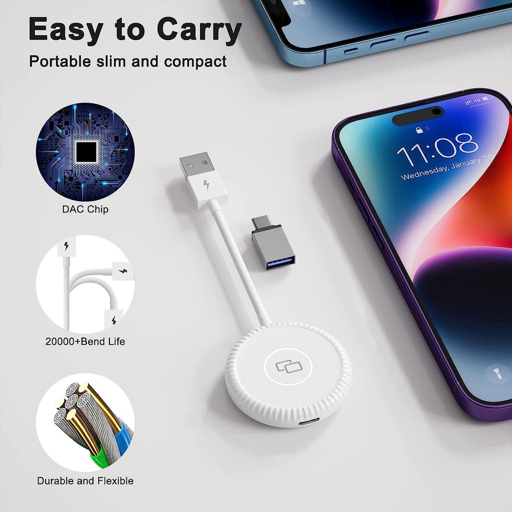 Высококачественный беспроводной адаптер для зеркалирования в автомобиле, конвертер-донгл для зеркалирования экрана автомобиля, поддержка USB-подключения, универсальный