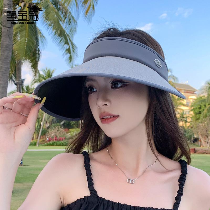 Летняя виниловая шляпа от солнца с широкими полями для защиты от солнца, шляпа от солнца для занятий спортом на открытом воздухе, шляпа с открытым верхом, детская модная универсальная шляпа от солнца